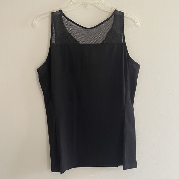 INC International Concepts Black Mesh Cowl Drape Neck Sleeveless Blouse‎ Medium - Picture 5 of 8